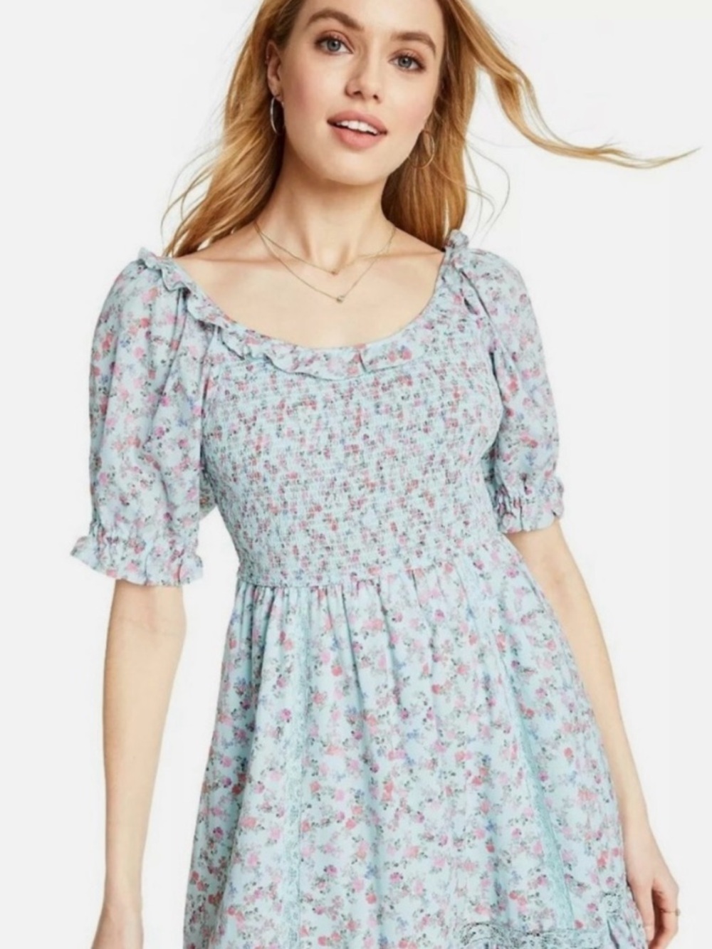 LoveShackFancy x Target Mint Floral Smocked Midi Dress - Picture 3 of 5